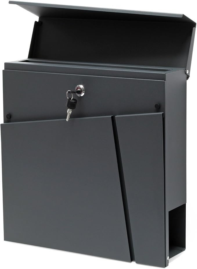 Wall Mounted Mailbox Secure Powder Coated Steel Letterbox with Newspaper Slot