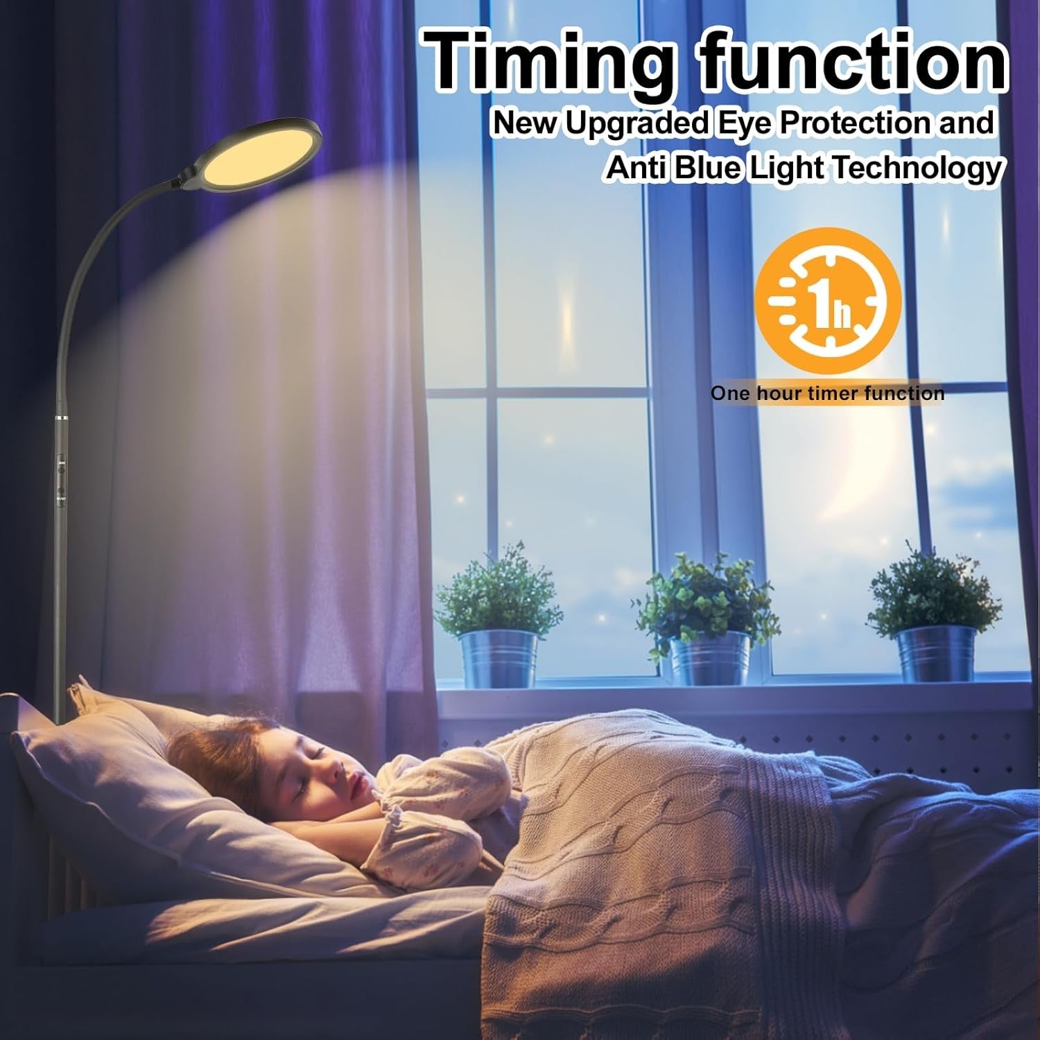 LED Floor Lamp Reading Light Dimmable Gooseneck Remote Touch Control