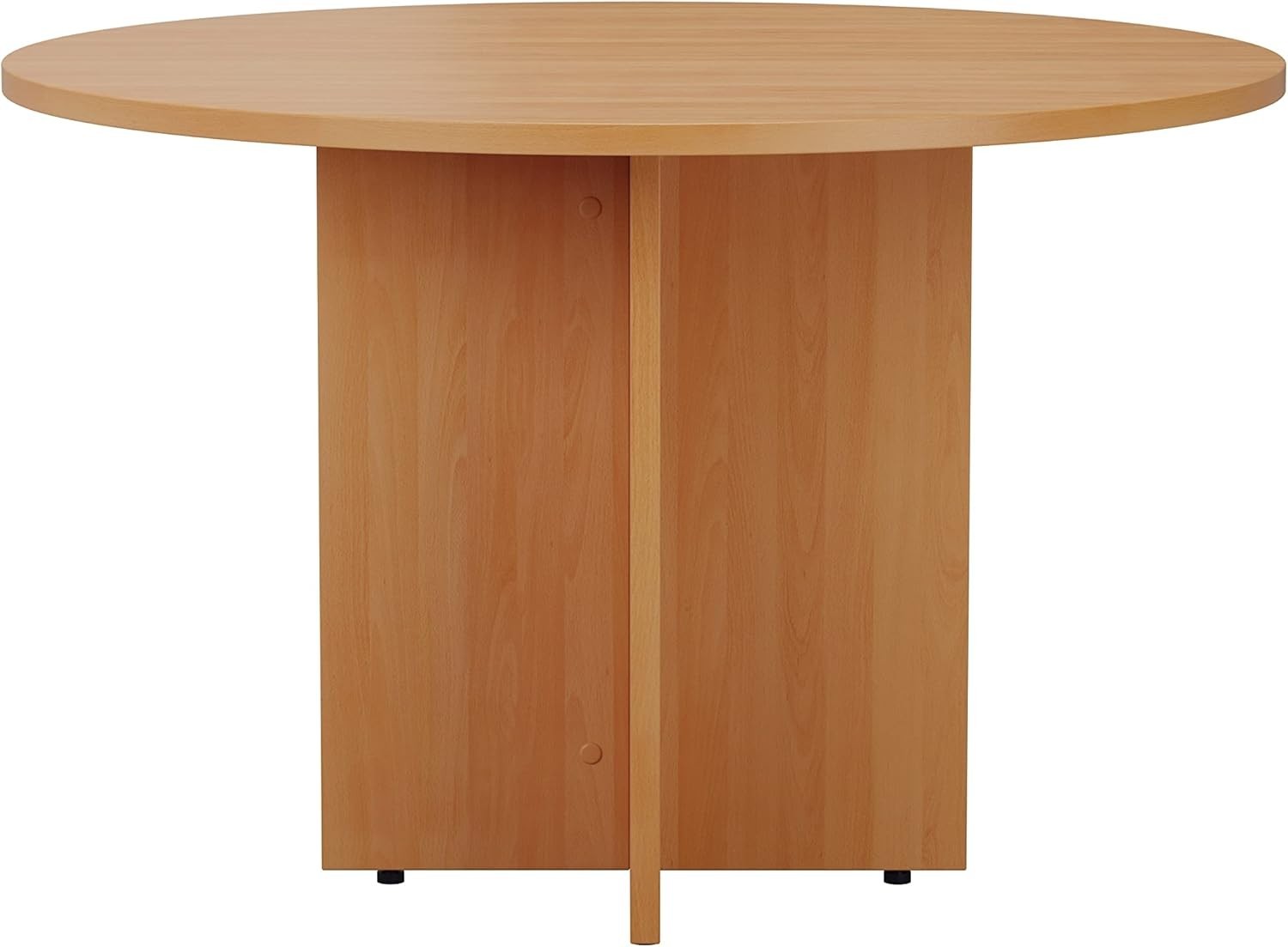 Round Beech Meeting Table – Heavy Duty 110cm Conference Desk for Office Spaces