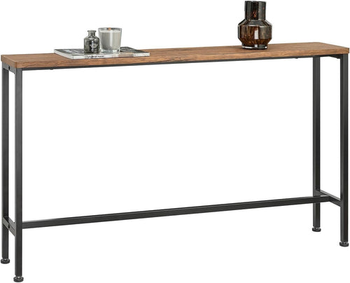 Slim Console Table with Wood Top & Metal Frame, Modern Entryway Desk
