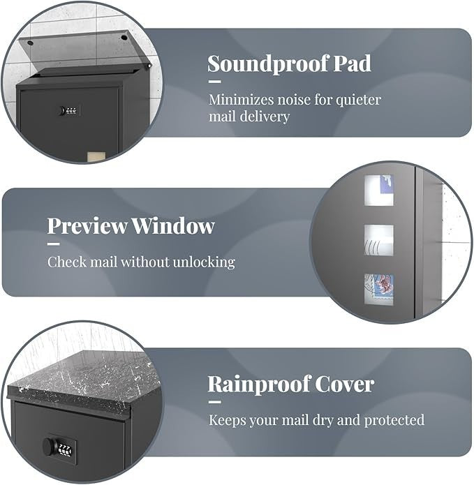 Wall Mounted Waterproof Post Box with Lock | Steel Mailbox | Large Letterbox