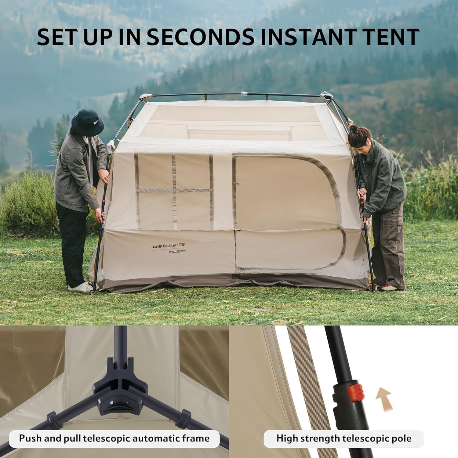 Pop Up Camping Tent 2 4 6 8 Man Waterproof Automatic Family