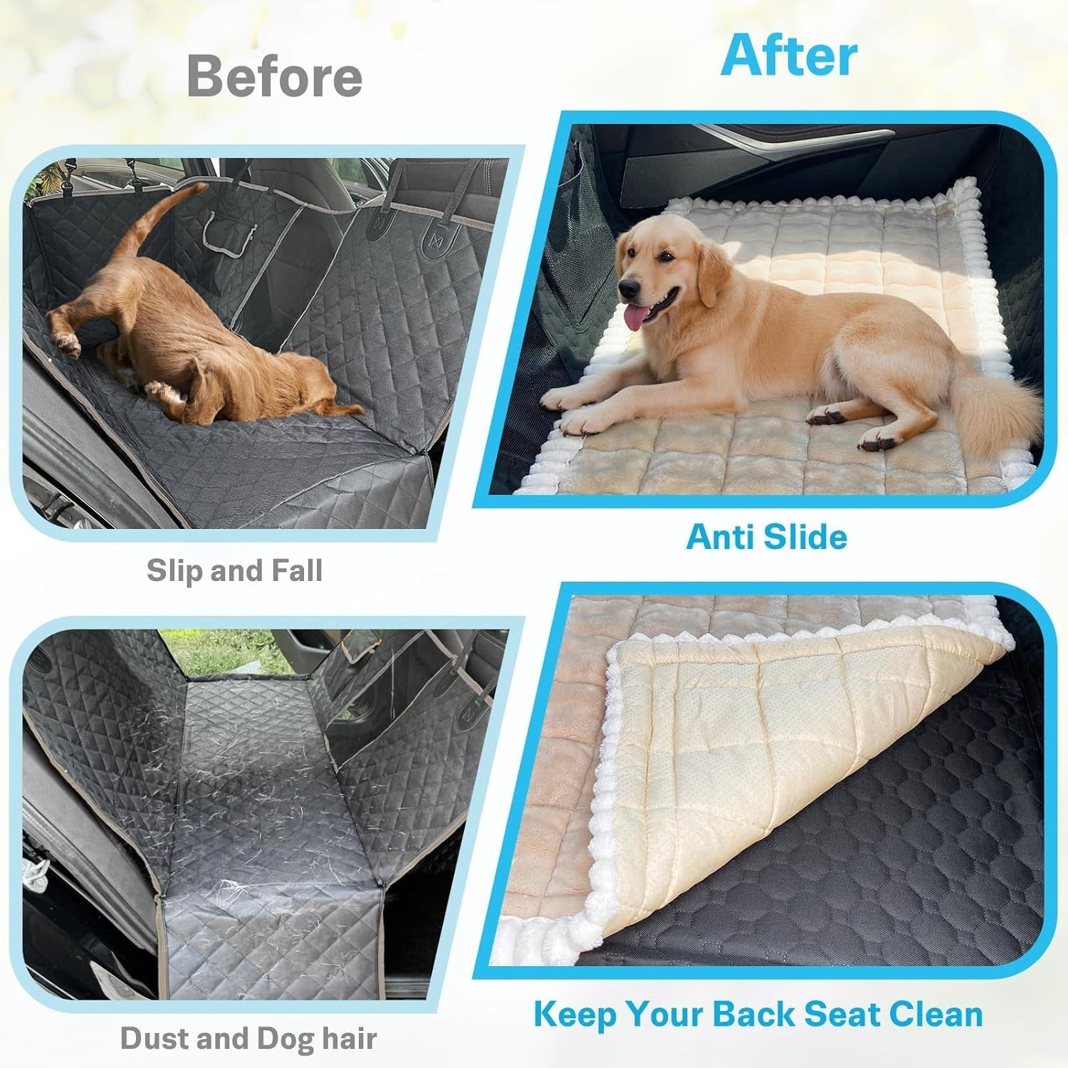 Dog Car Back Seat Bed Mat Non Slip Travel Pet Cover 138x63cm