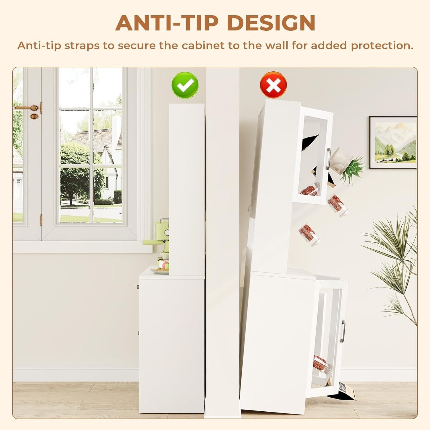 White Tall Kitchen Pantry Cupboard 5 Doors 1 Drawer 183.5cm