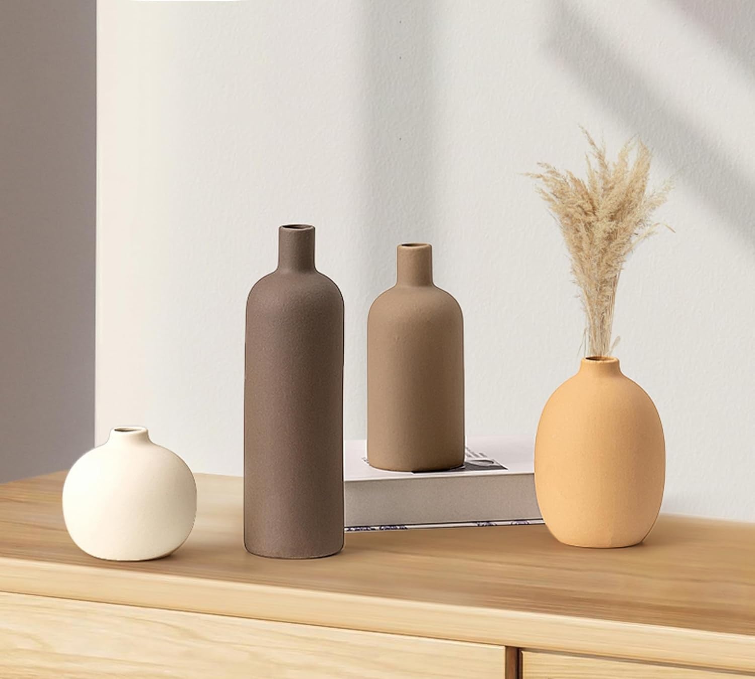 Ceramic Vase Set of 4 Modern Minimalist Decor Small Vases for Table & Shelf