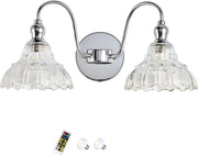 Wireless Battery Wall Sconces Set of 2, Dimmable Remote LED Lighting