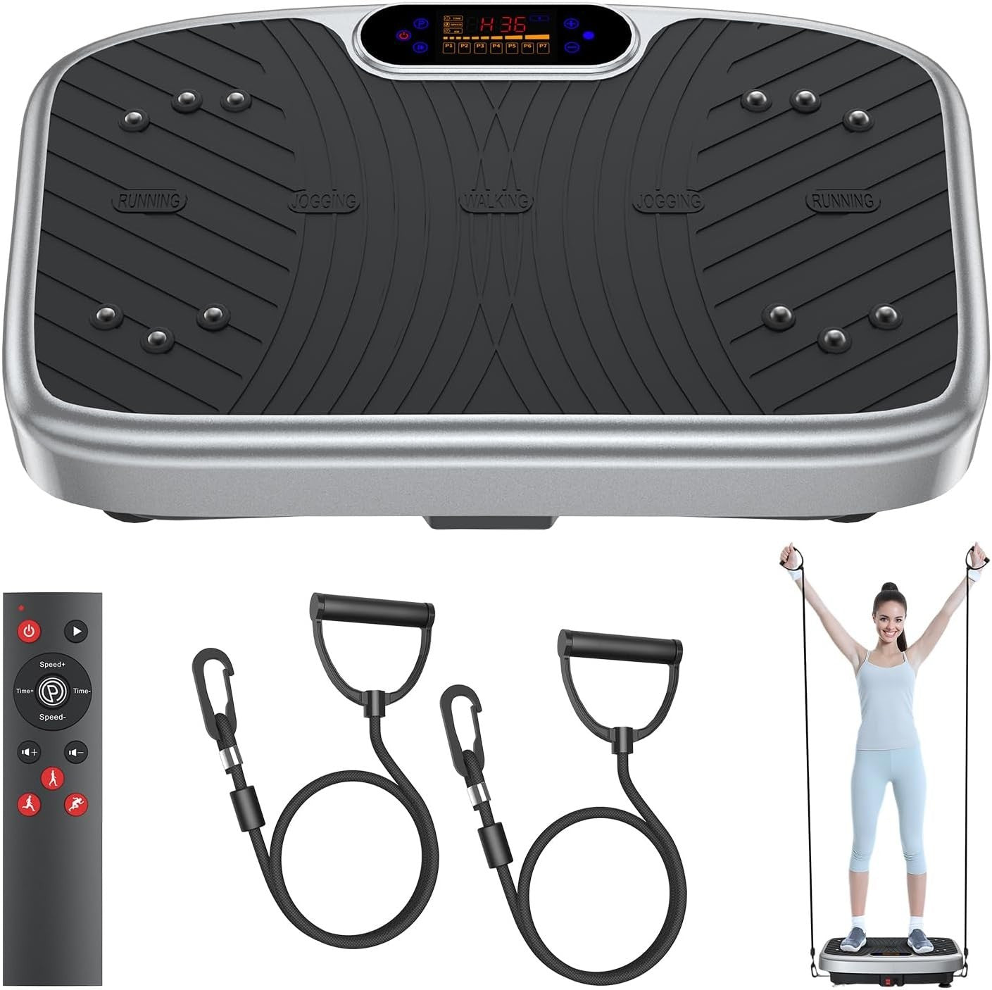 Silver Vibration Plate Exercise Machine Lymphatic Drainage 200 Speeds