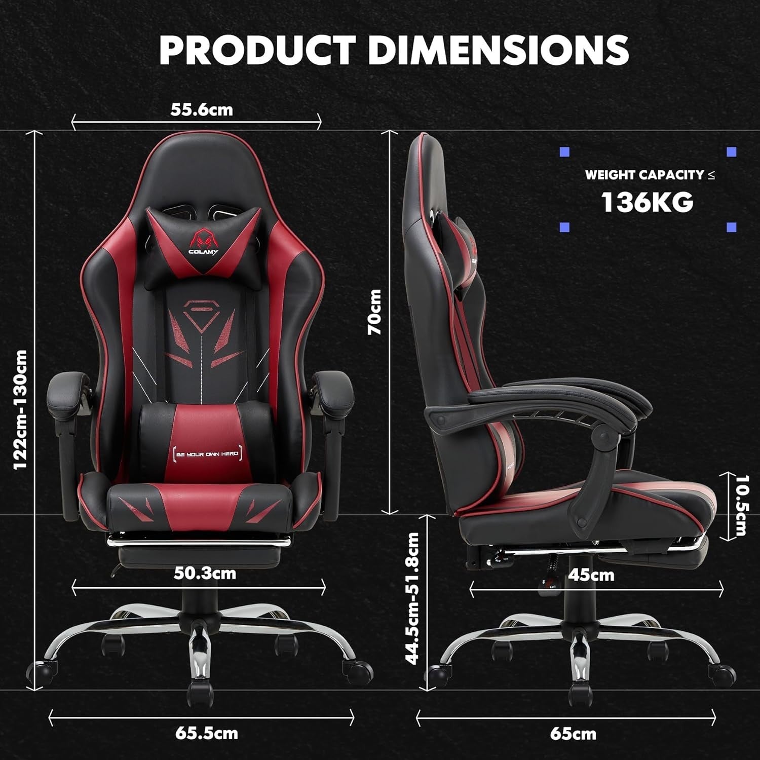 Gaming Chair Red High Back Footrest Desk Swivel PC Gamer Racing Modern Seat