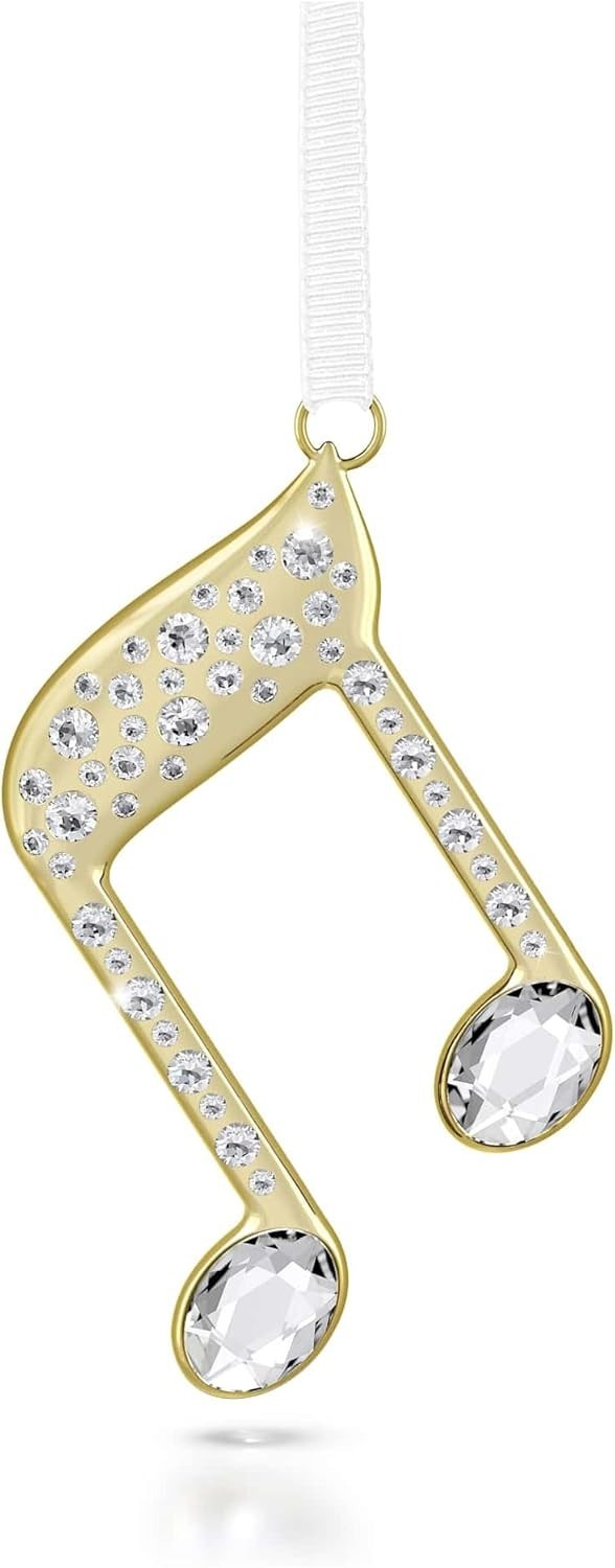 Luxury Crystal Music Note Ornament • Gold-Tone Finish • Sparkling Festive Decor