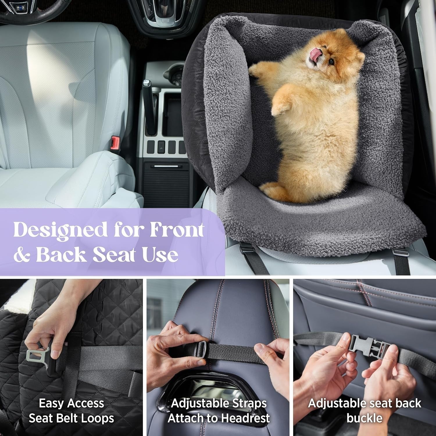 Waterproof Dog Car Seat Booster Bed Travel Carrier Leash Small Dogs