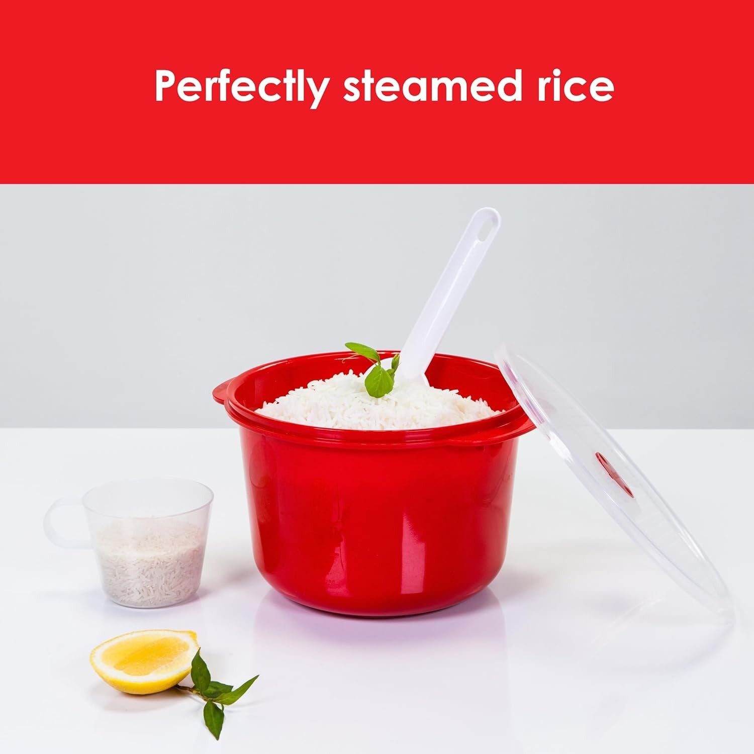 2.75L Microwave Rice Cooker 1-4 Cups BPA Free Red