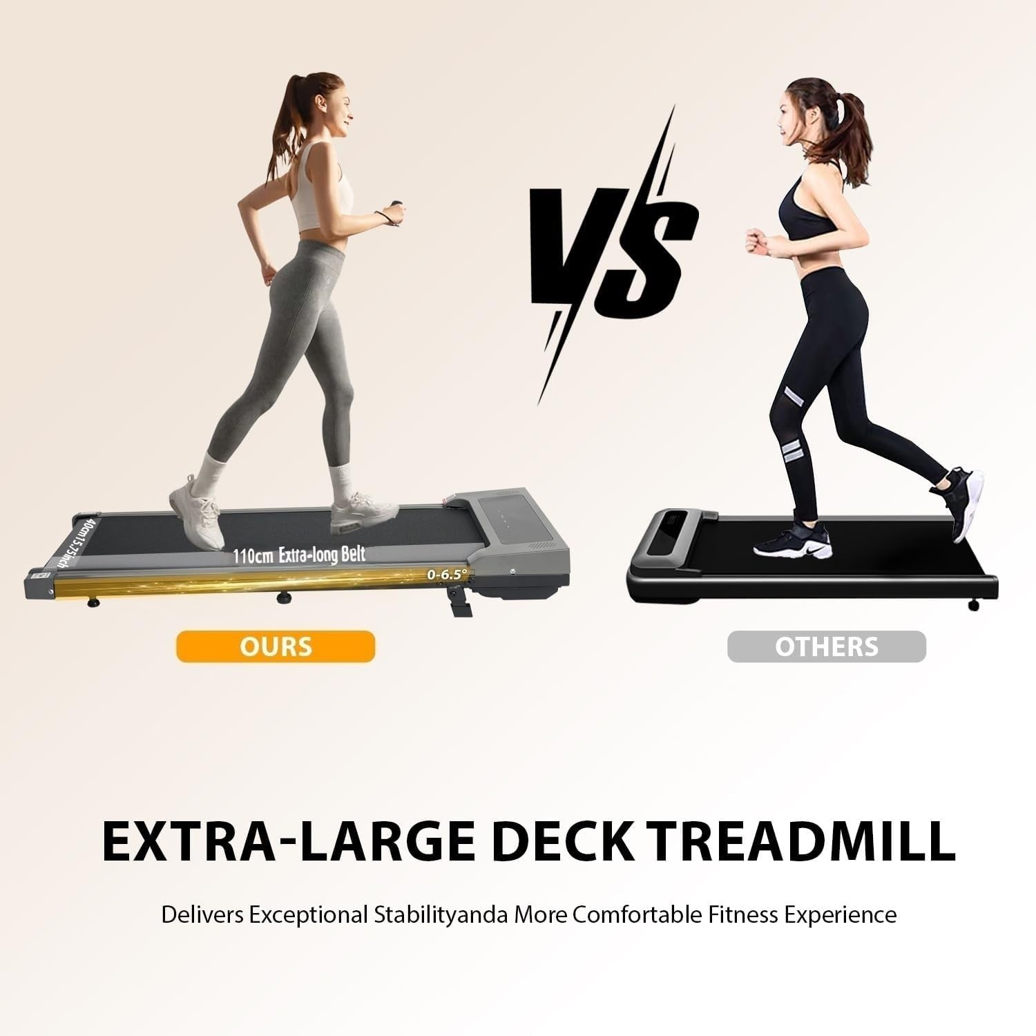 Under Desk Treadmill 0-6.5% Incline Portable Walking Pad 12km/h Quiet Motor
