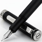 Luxury Fountain Pen Fine Nib Matt Black Chrome Gift Box