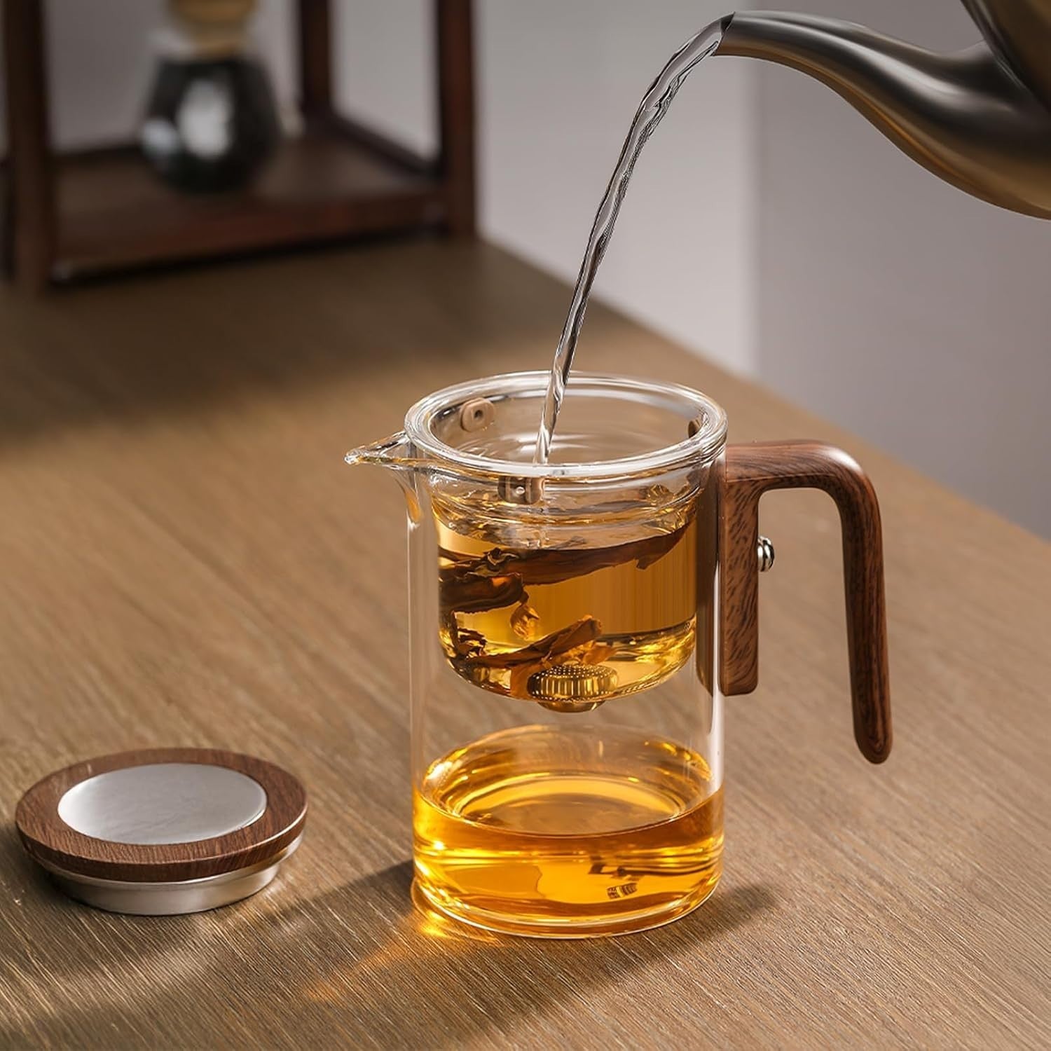 Glass Teapot with Infuser 600ml Tea Water Separation Tea Coffee Pot