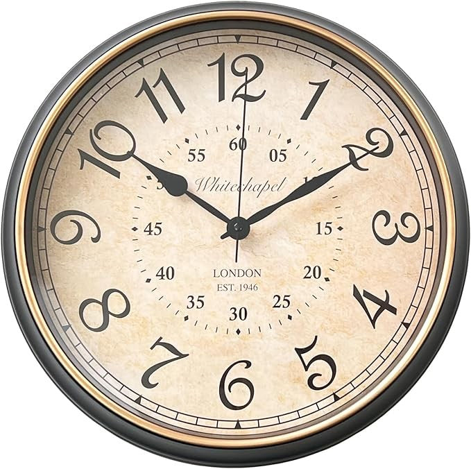 Vintage 35cm Wall Clock Cream Retro Arabic Numerals | Silent Quartz Home Decor