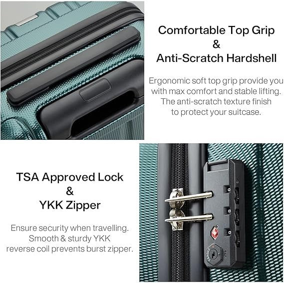 Expandable 20” Airline Carry On Hard Shell Spinner Luggage