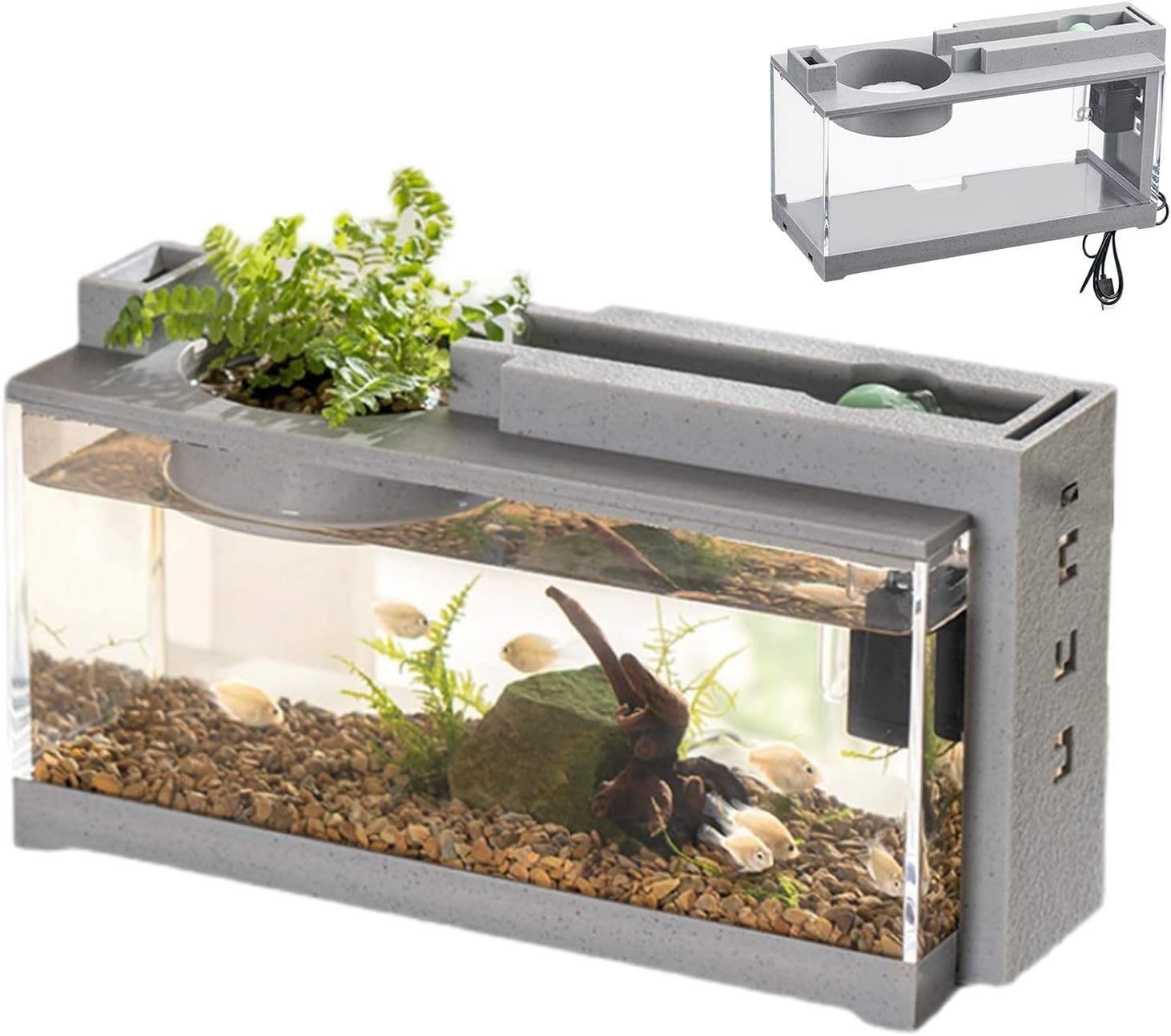 Mini Fish Tank with Silent Pump | Compact Desktop Aquarium for Turtle, Shrimp