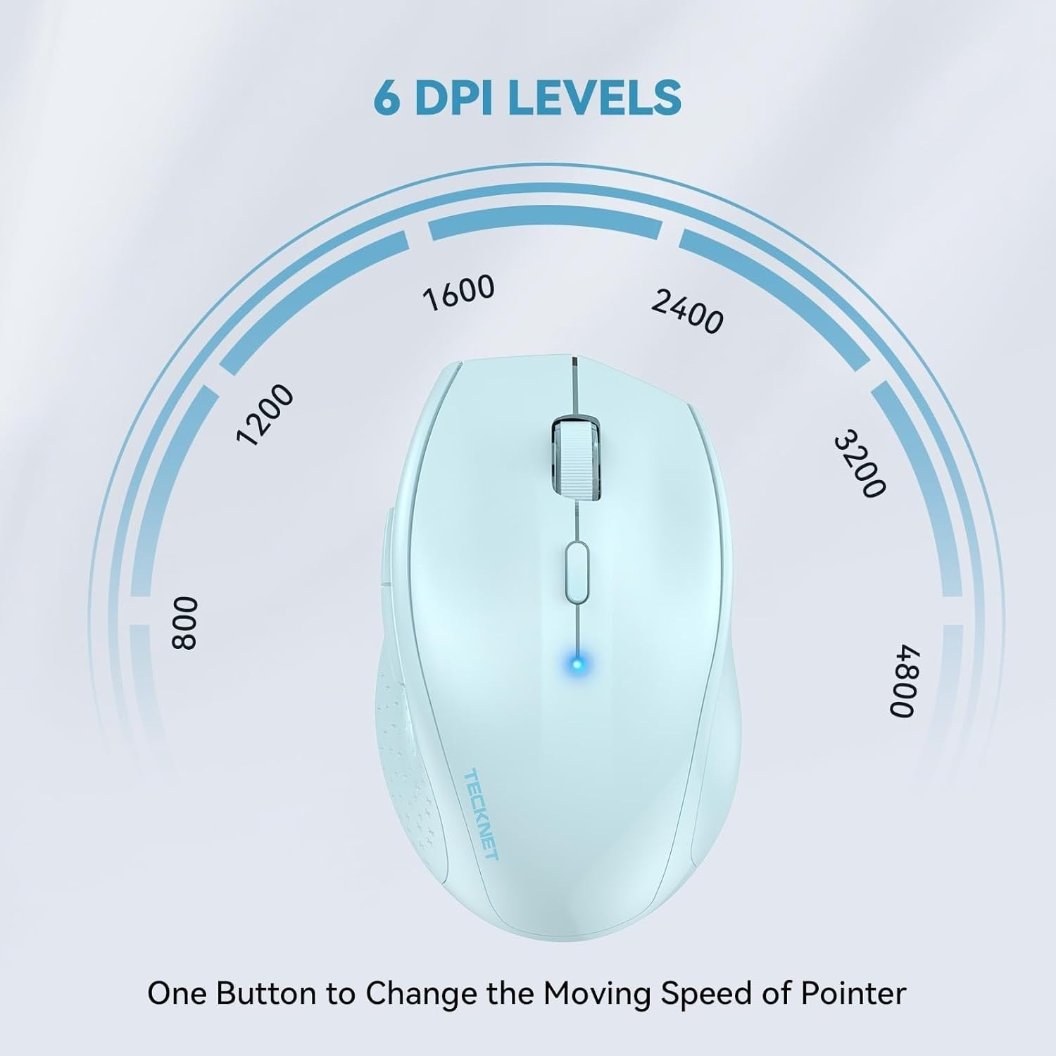 Quiet Bluetooth Mouse 4800 DPI Slim Ergonomic Cordless for Laptop Home Office