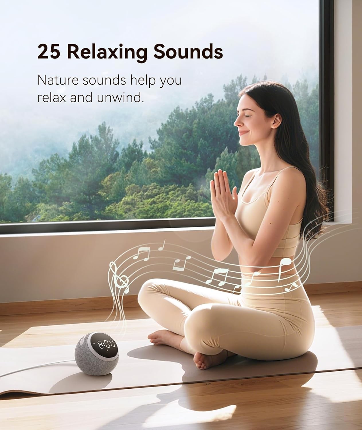 White Noise Sound Machine Alarm Clock Night Light 25 Sounds Sleep Aid