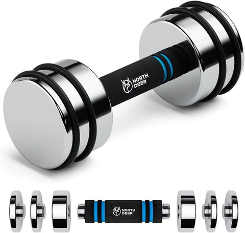 Slim Steel Adjustable Dumbbell Compact Chrome Foam Grip Home Training