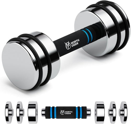 Slim Steel Adjustable Dumbbell Compact Chrome Foam Grip Home Training