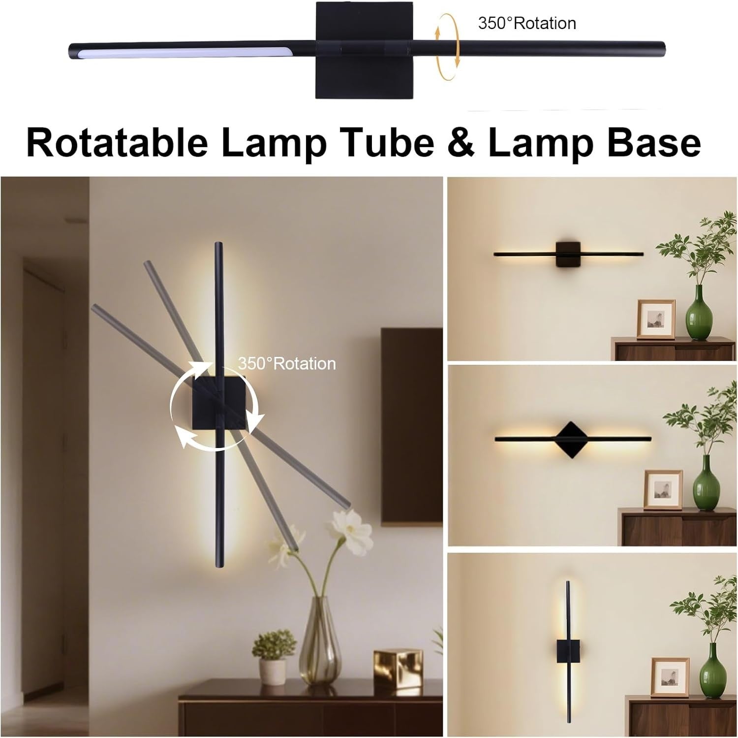 Rechargeable LED Wall Lights 2-Pack Touch Remote Dimmable 70CM Modern Sconce