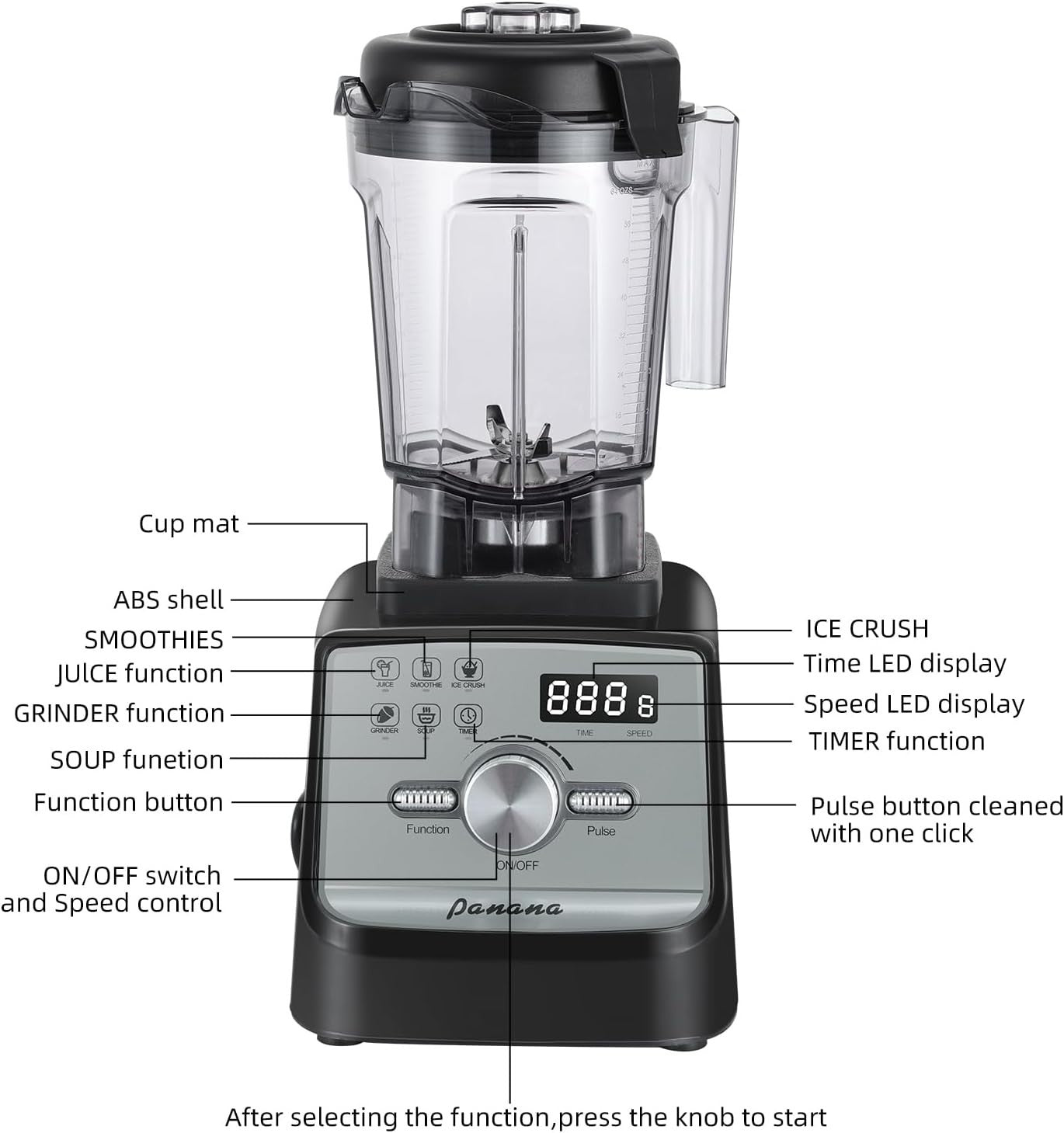 2200W ‎1.93 kgBlender Ice Crush Food Mixer 1.93L Jug Pulse Control