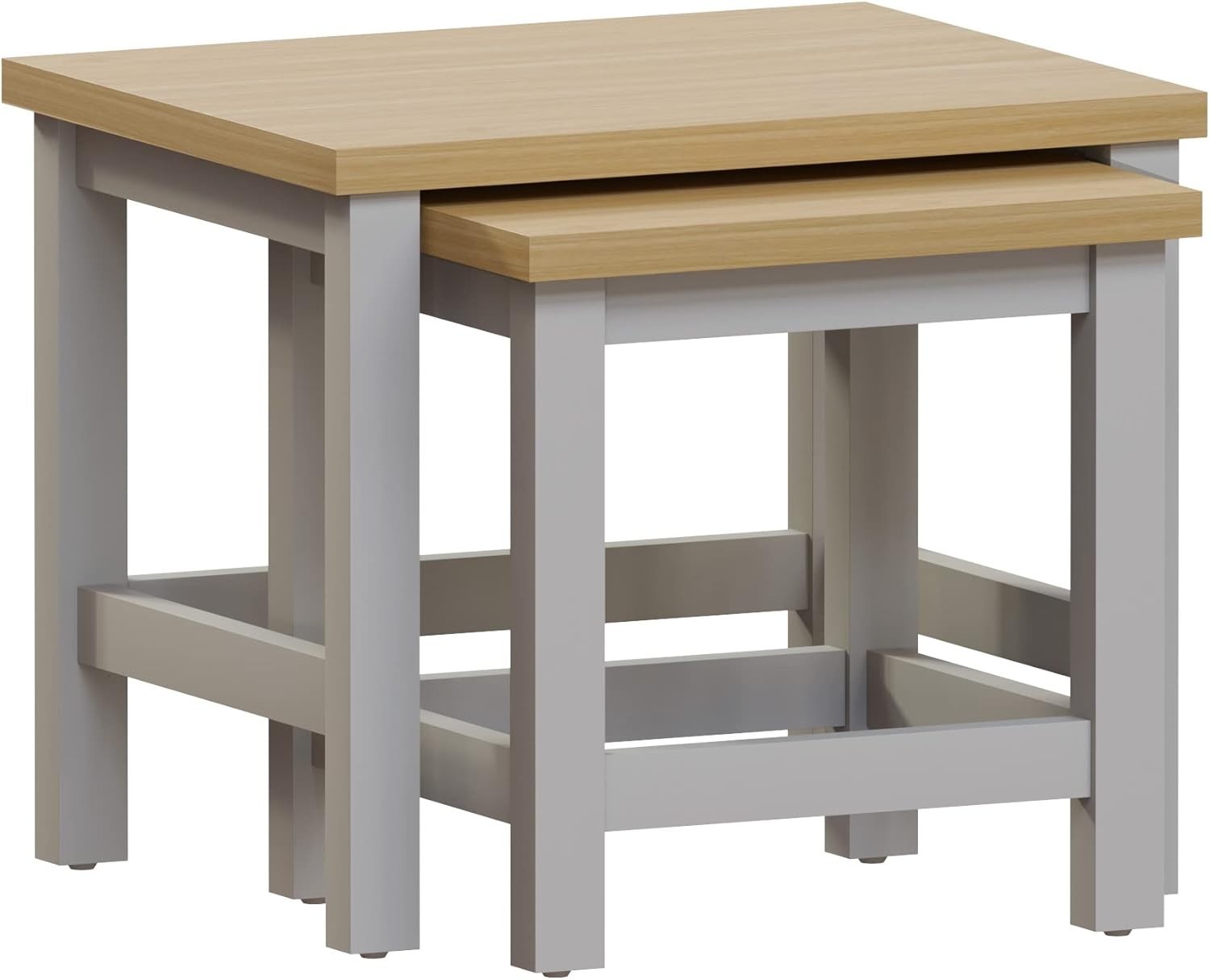 Space Saving Nest of Tables Grey Oak Modern Living Room Coffee End Side Set