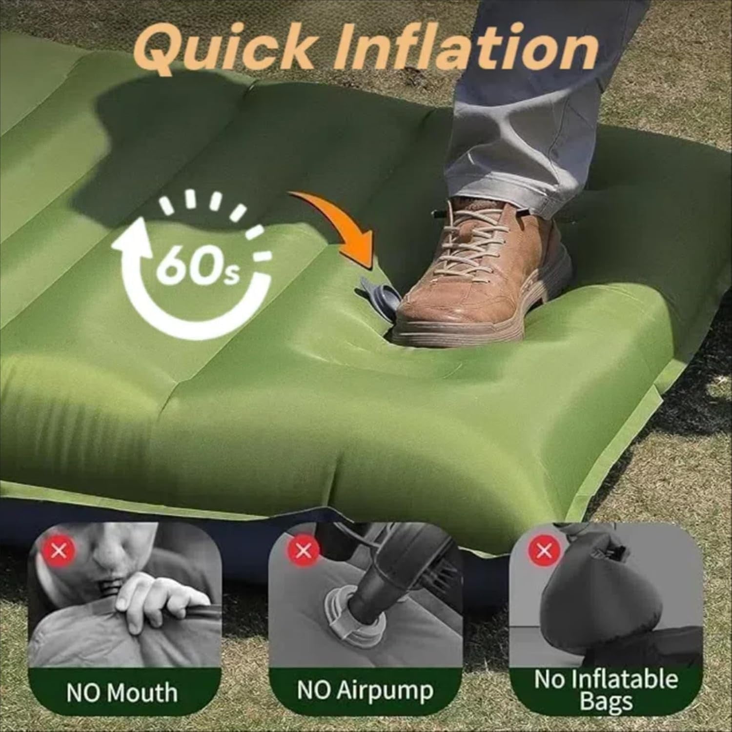 4in Inflatable Camping Sleeping Mat R4 Insulated Lightweight Hiking Pad