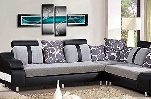Teal Grey Abstract Canvas Wall Art Large Split Panel Home Decor