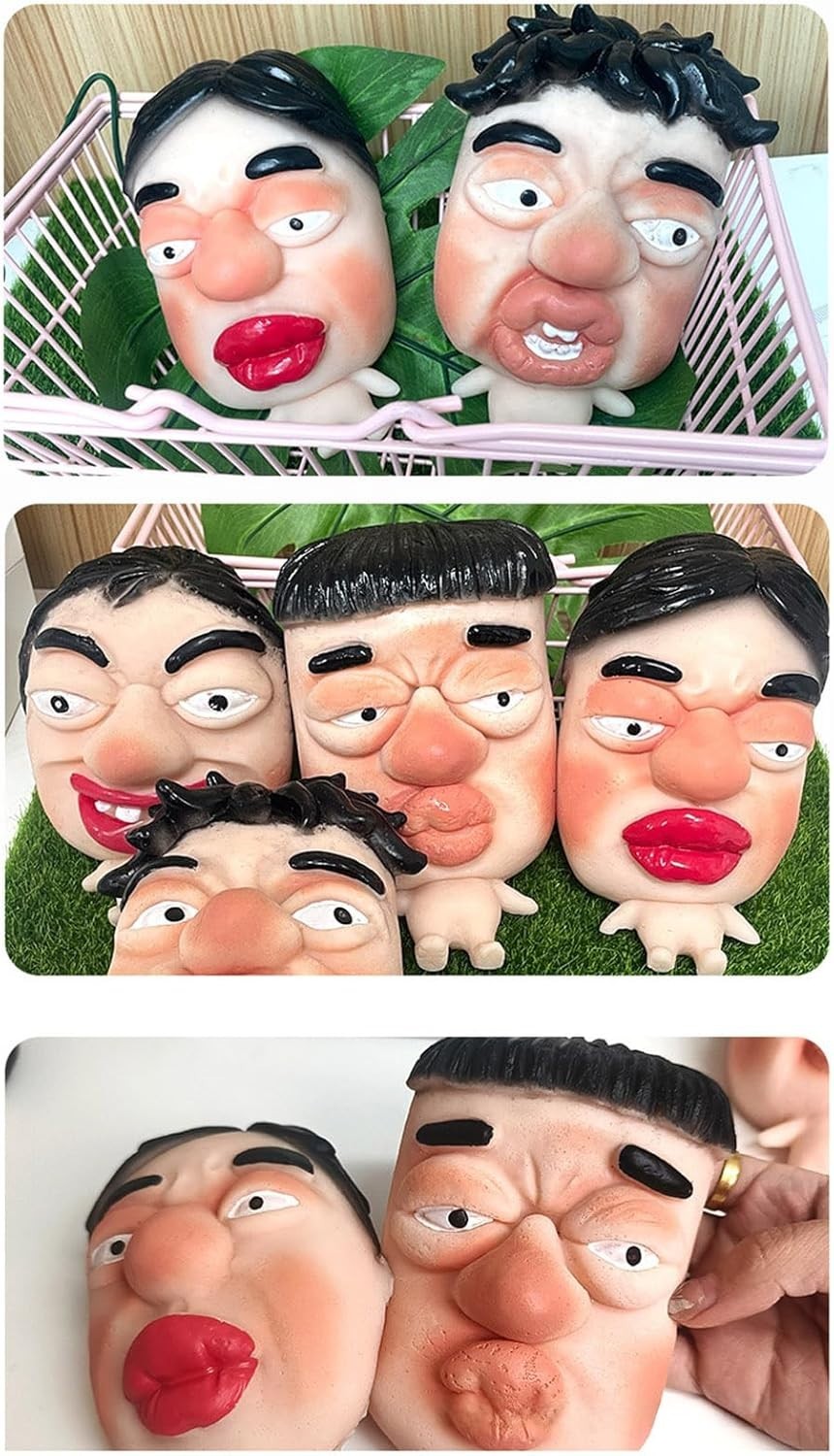 4 Pack Ugly Face Squishy Toys Funny Silicone Stress Relief Fidgets