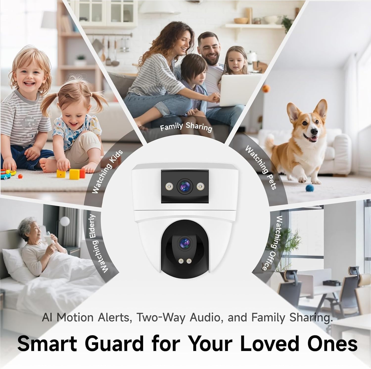 6MP Dual Lens Indoor Security Camera 360° PTZ WiFi AI Tracking