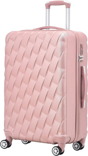 20 Inch Cabin Carry On Hard Shell Suitcase 4 Spinner Wheels Lock Rose Gold