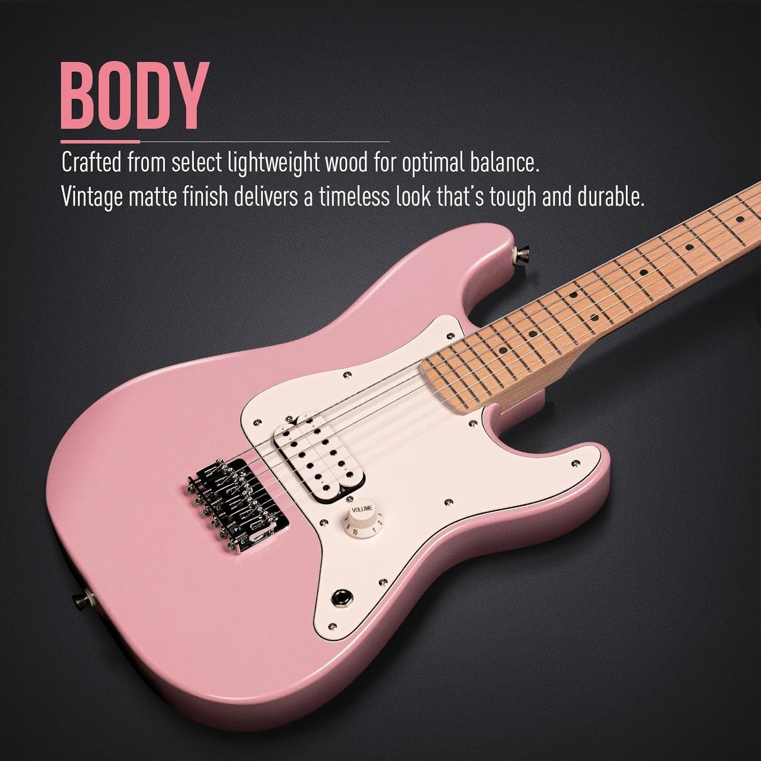 30" Junior Electric Guitar Pink Lightweight Solid Wood Beginner