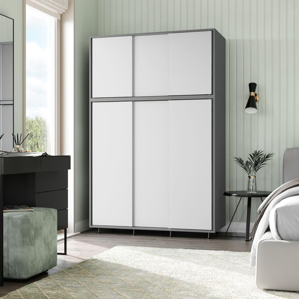 6-Door Sliding Wardrobe White Doors | Spacious Modern Bedroom Storage