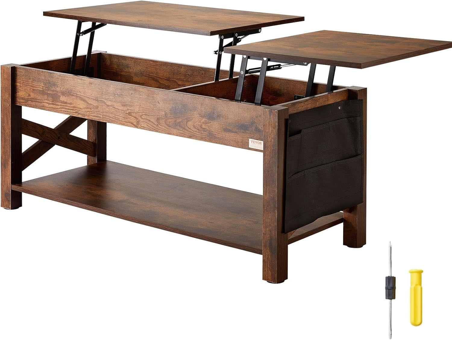 Lift Top Coffee Table with Storage, Pop-Up Wood Table 120cm for Living Room