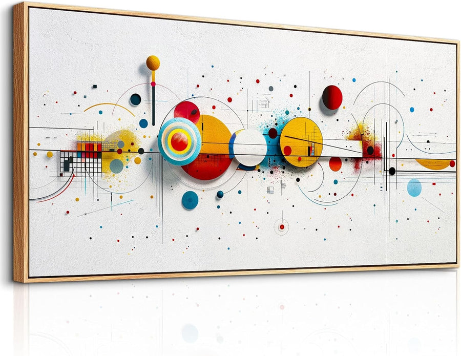 Large Abstract Canvas Wall Art 29x57" Colorful Modern Framed Decor