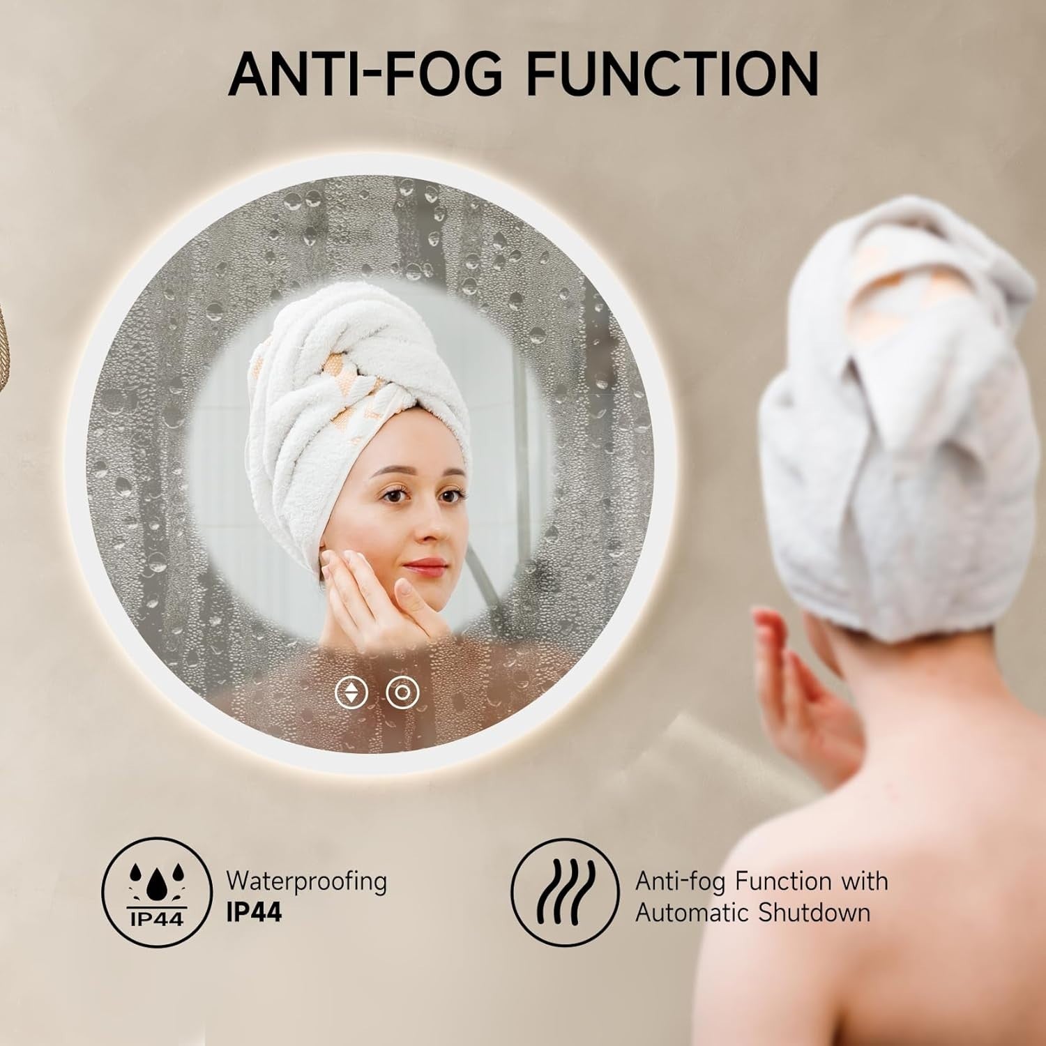 LED Bathroom Mirror 50x50cm Round Anti-Fog Demister Vanity Light