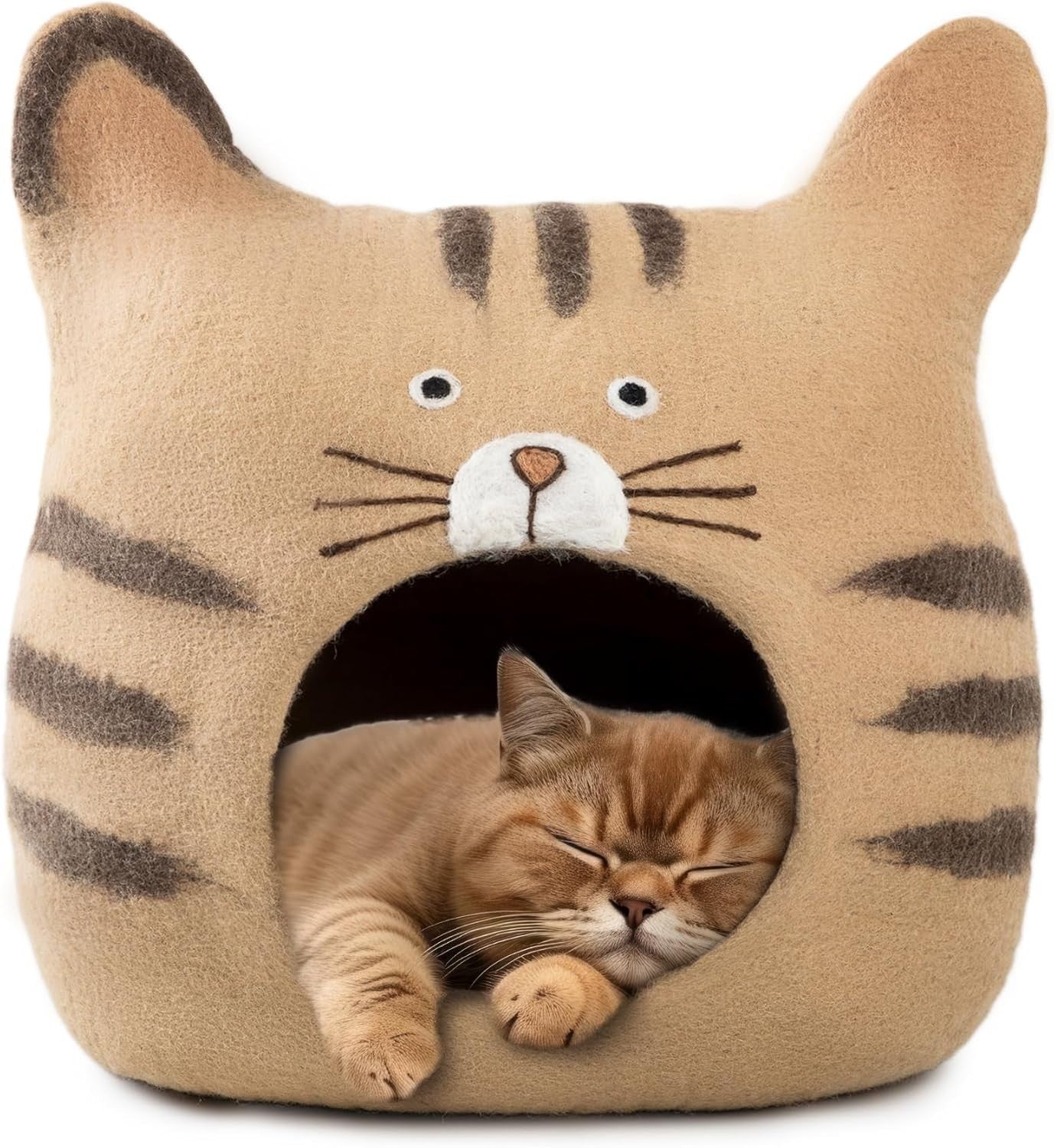 Yak Wool Cat Cave Bed Warm Felt Indoor Kitten Hideaway Eco Friendly