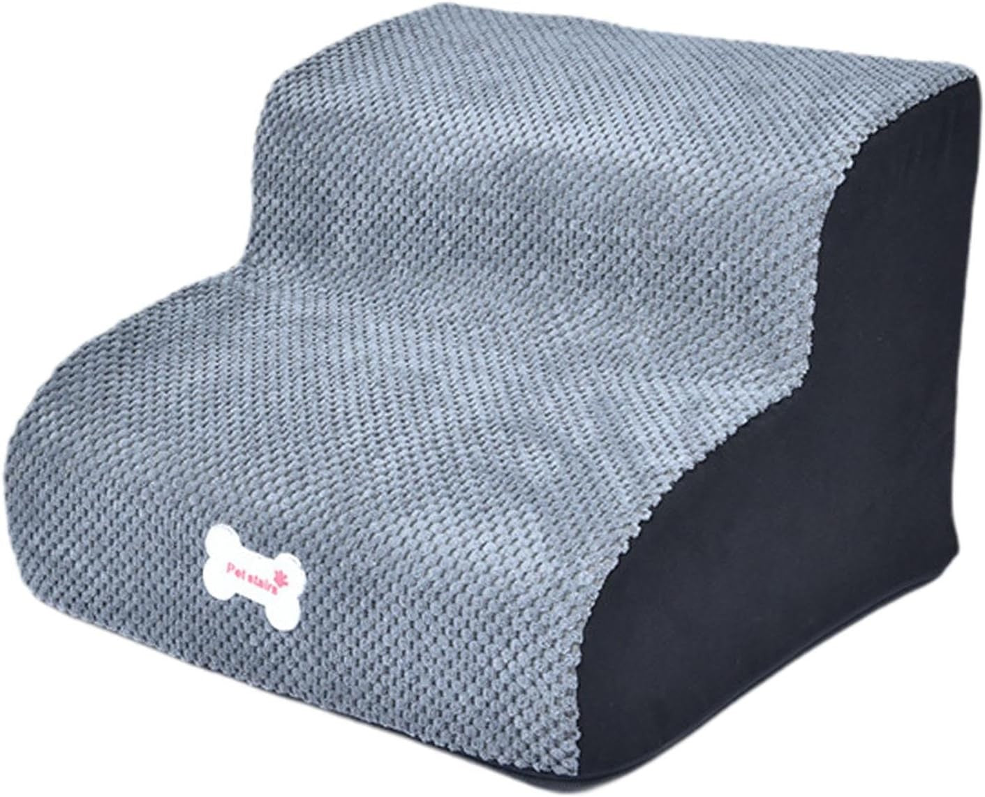 2 Steps Dog Stairs Small Dog Ramp Soft Pet Ladder Extra Wide 30cm Gray