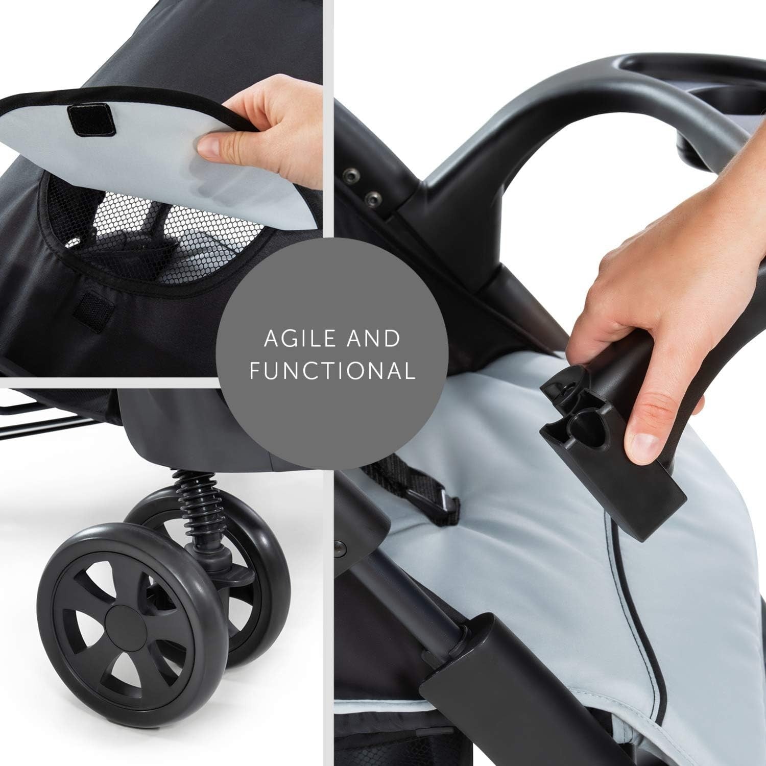 Lightweight Pushchair Compact Fold Reclining Seat Snack Tray 0-22kg Caviar