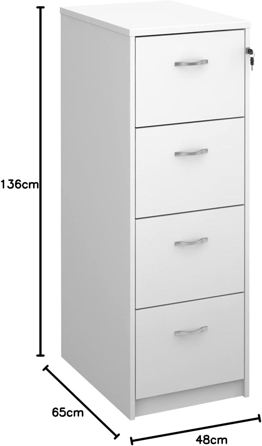 White Executive Filing Cabinet 4 Drawer Lockable Foolscap Storage