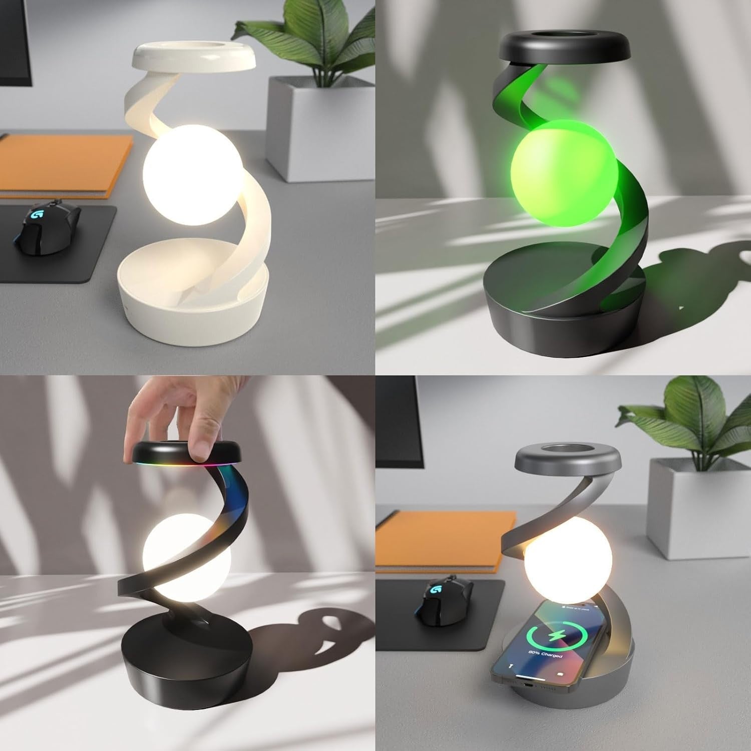 Levitating Moon Lamp RGB Floating Night Light Wireless Charger Sensor