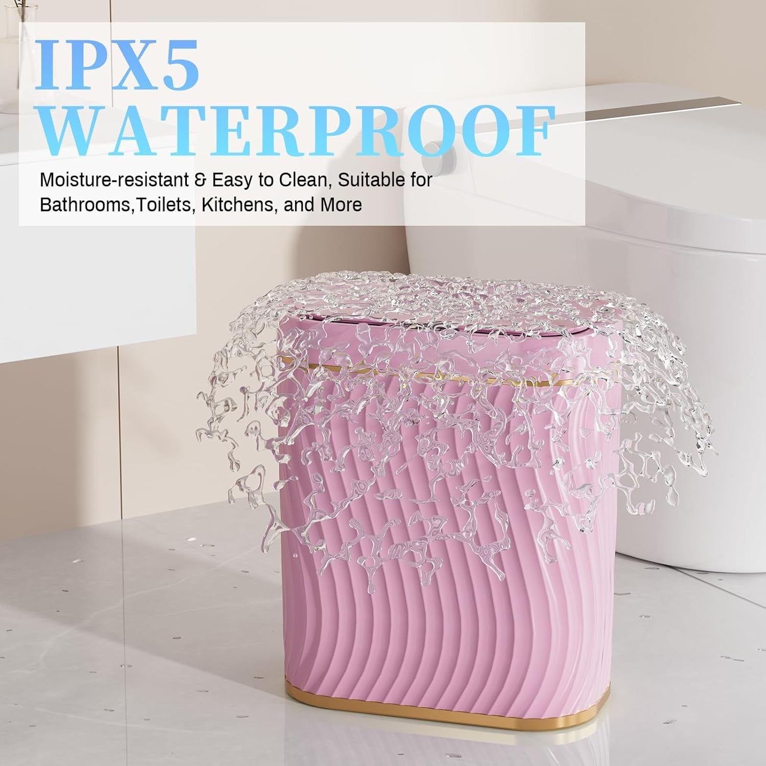 2.6 Gallon Touchless Bathroom Bin Waterproof Slim Smart Trash Can