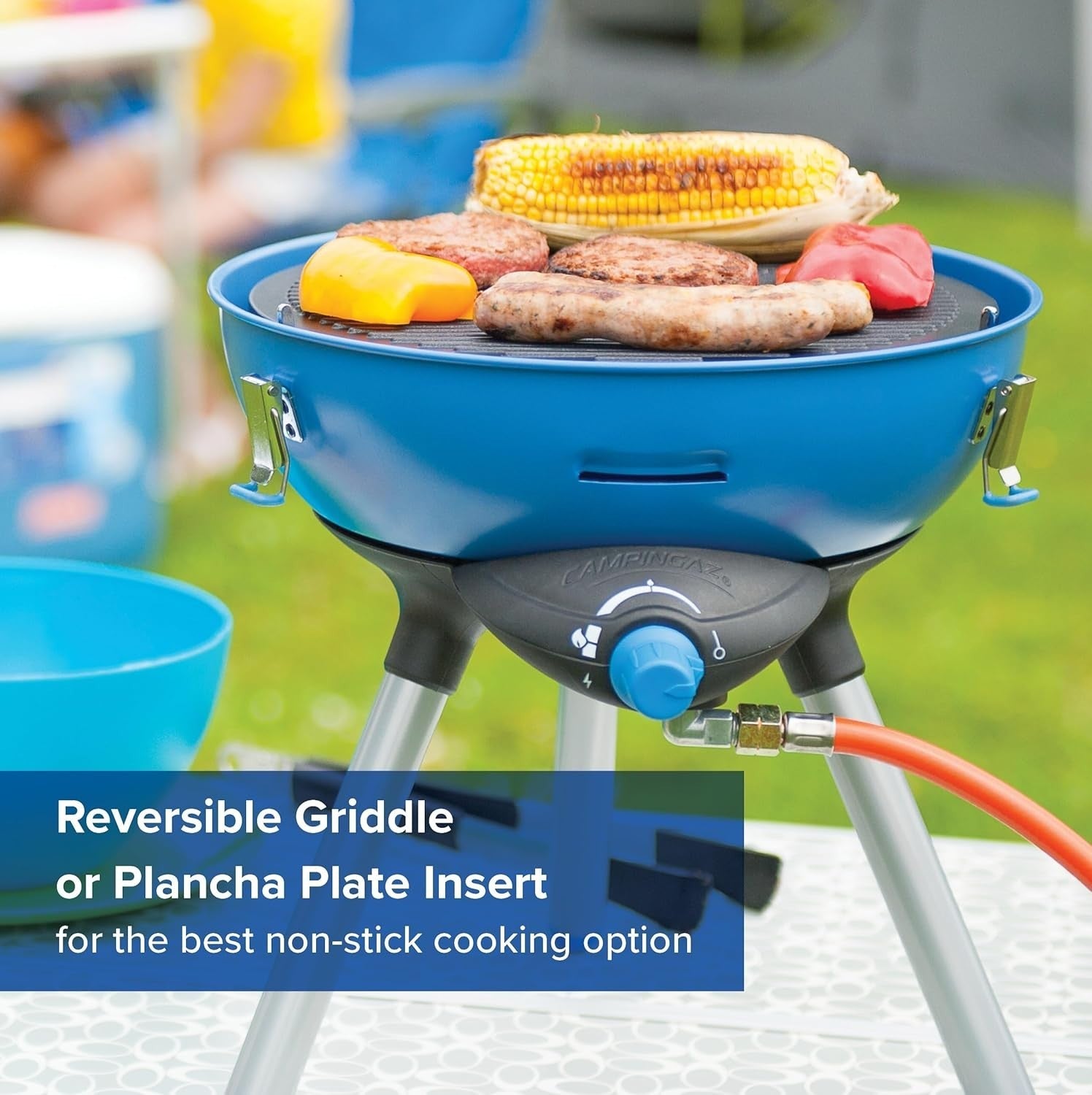 Portable All-In-One Gas BBQ Grill 2000W | Griddle + Grid + Wok Lid