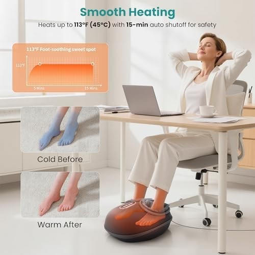 Foot Massager with Heat, Shiatsu Deep Kneading & Air Compression Therapy