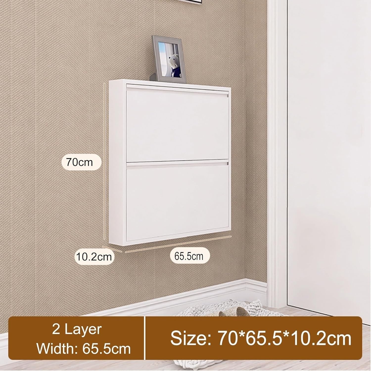 Slim Lockable Flip-Down Shoe Storage Cabinet with Doors for Small Spaces