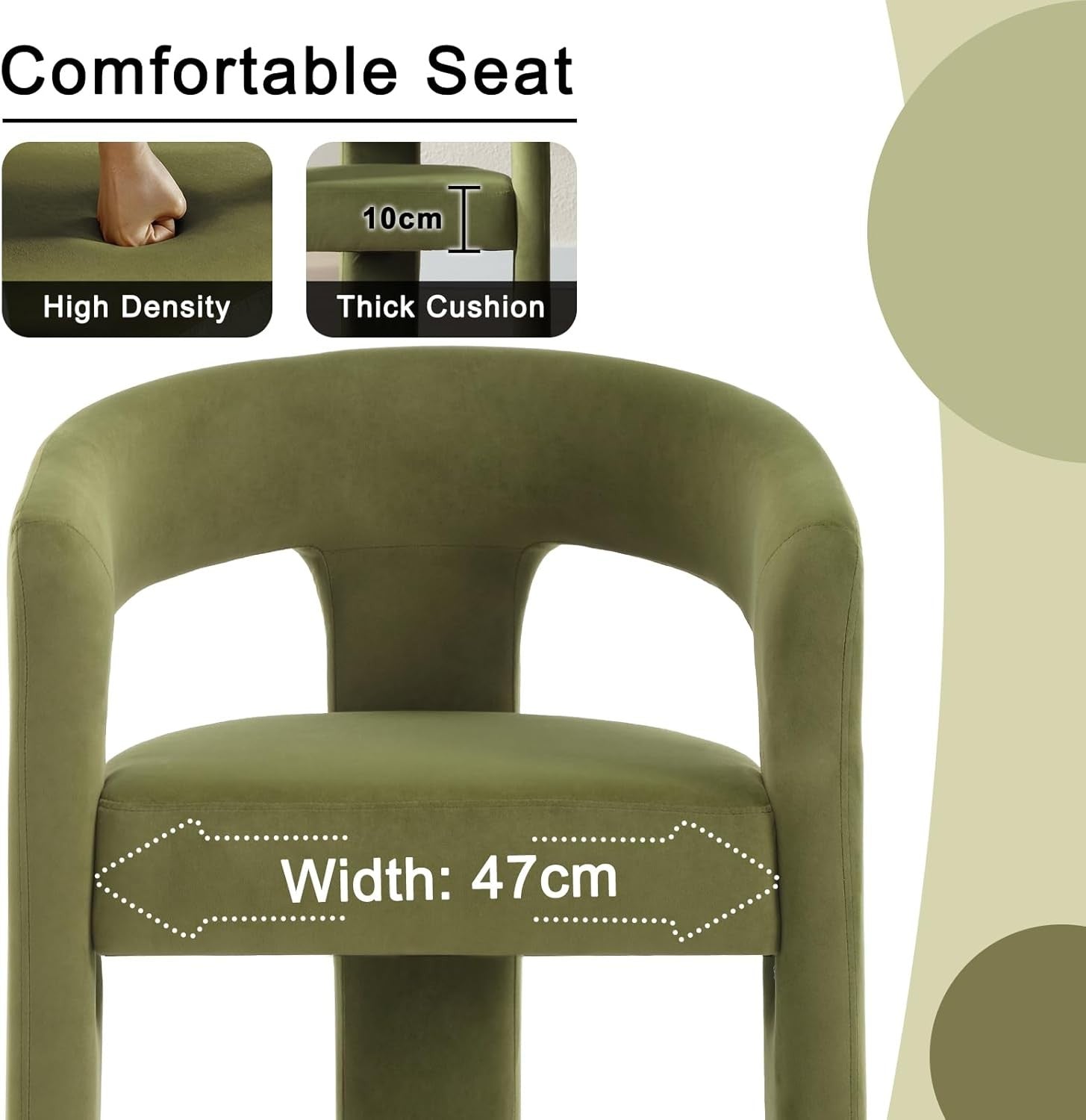 Green Velvet Accent Tub Chair Modern Armchair Vanity Seat
