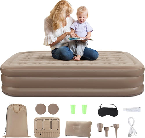 Single Inflatable Air Mattress with Electric Pump & Pillow, 40cm High