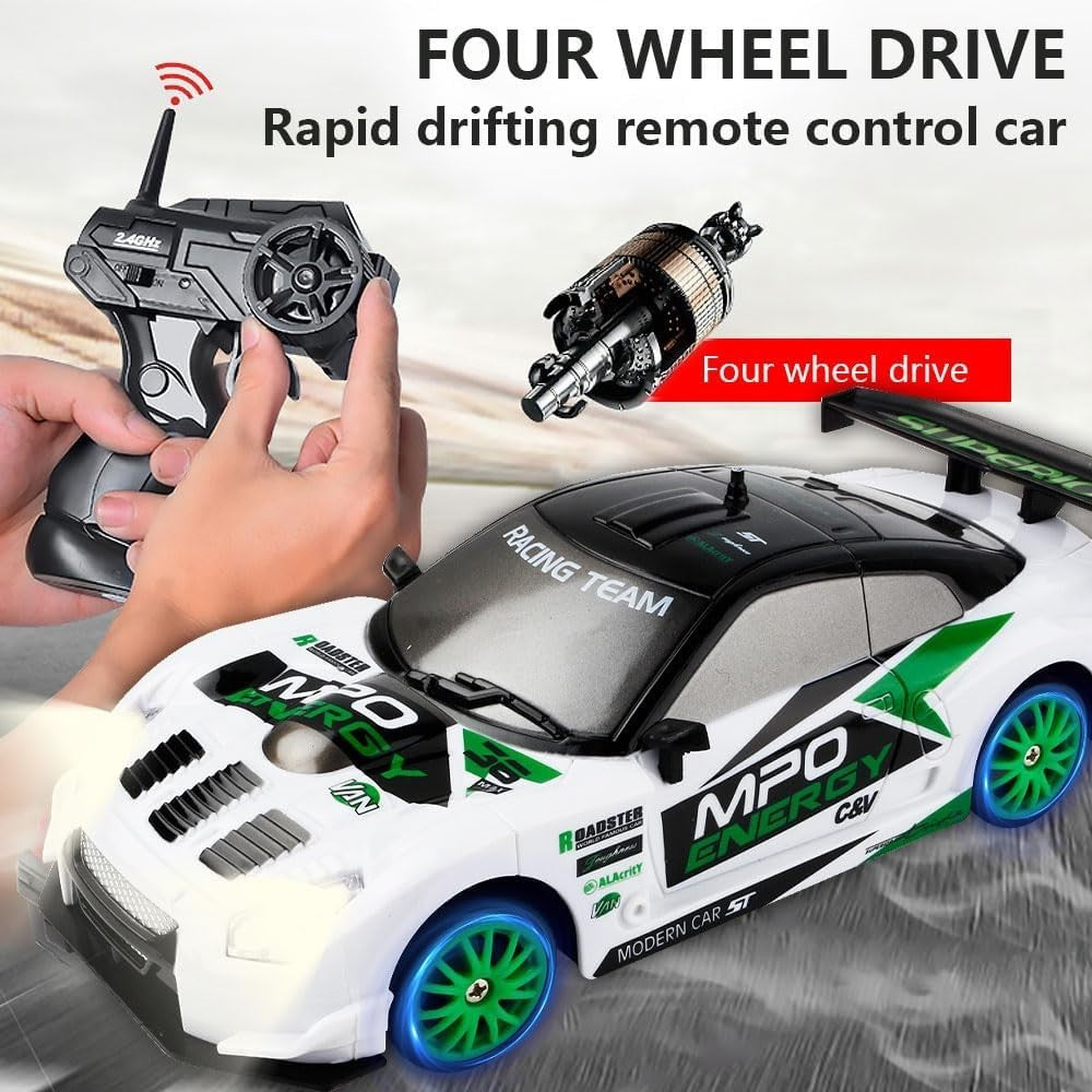 1:24 RC Drift Car 4WD 2.4GHz Remote Control Racing LED Lights 10km/h Toy Gift
